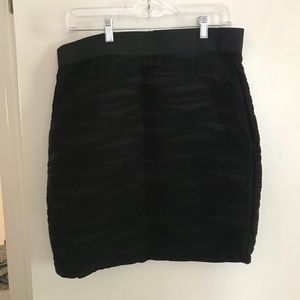 Black Textured Mini Skirt